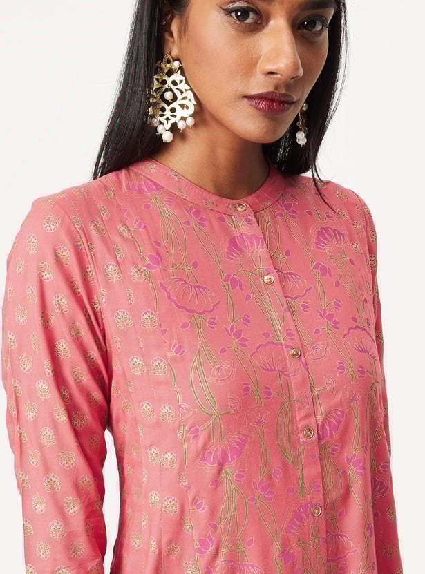 Women Printed Panelled Kalidar Kurta