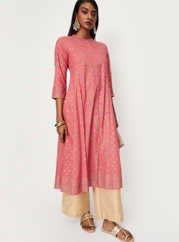 Women Printed Panelled Kalidar Kurta