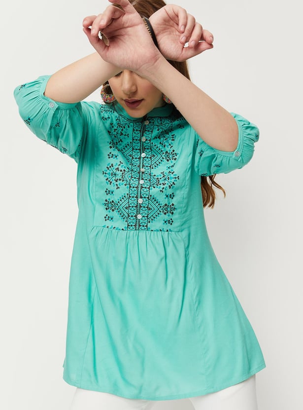 Buy Women Yoke Embroidered Tunic Online at just Rs. 799.0 ...