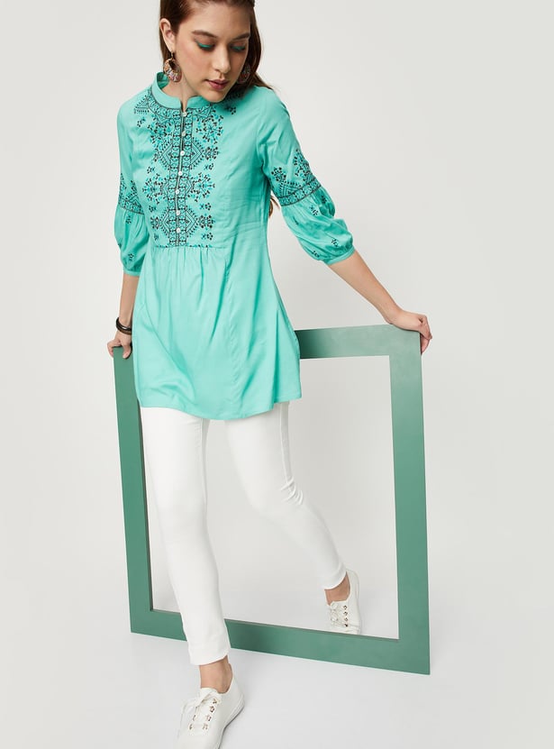 Women Yoke Embroidered Tunic