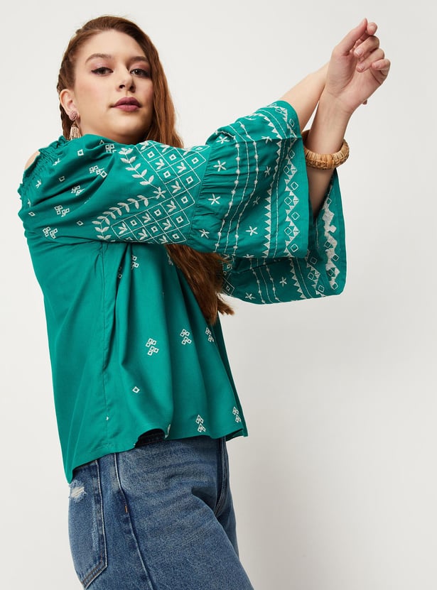 Women Embroidered Off-Shoulder Tunic