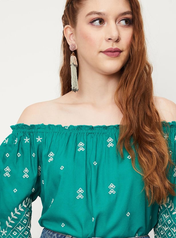 Women Embroidered Off-Shoulder Tunic