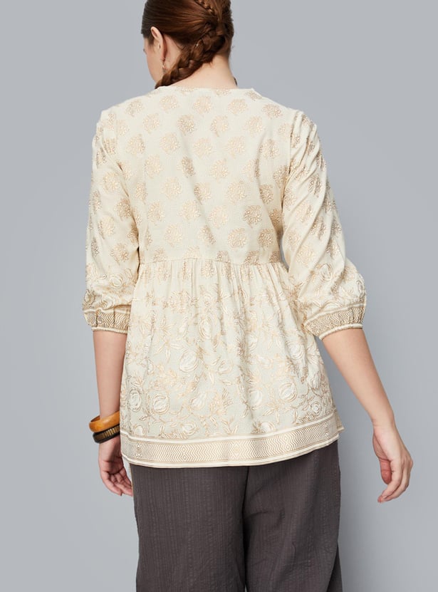 Women Printed V-neck Tunic