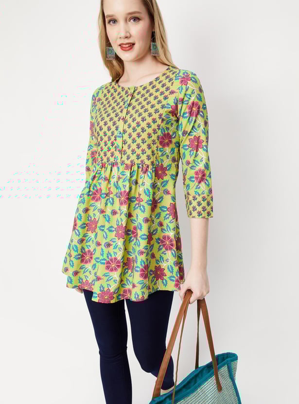 Women Printed  Button Closure Tunic