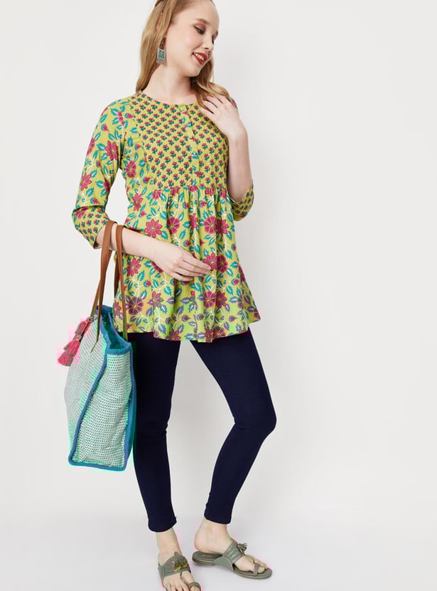 Women Printed  Button Closure Tunic