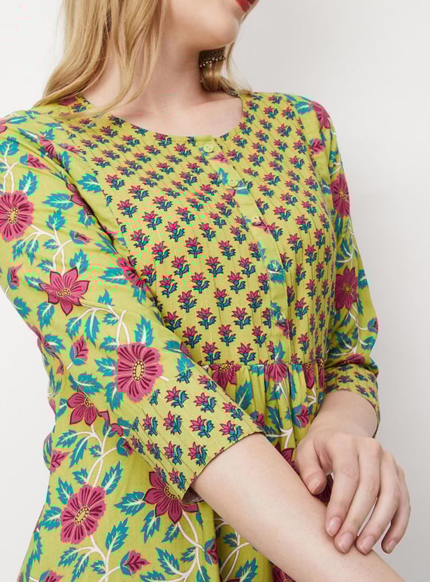 Women Printed  Button Closure Tunic