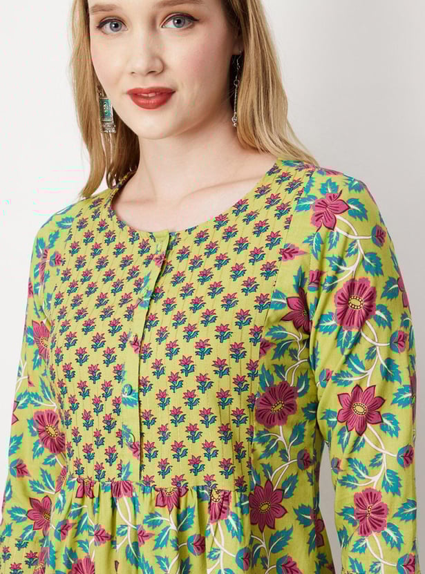 Women Printed  Button Closure Tunic