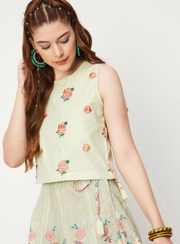 Women Embroidered Crop Top