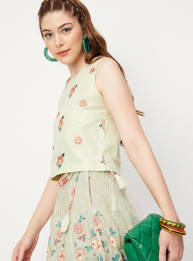 Women Embroidered Crop Top
