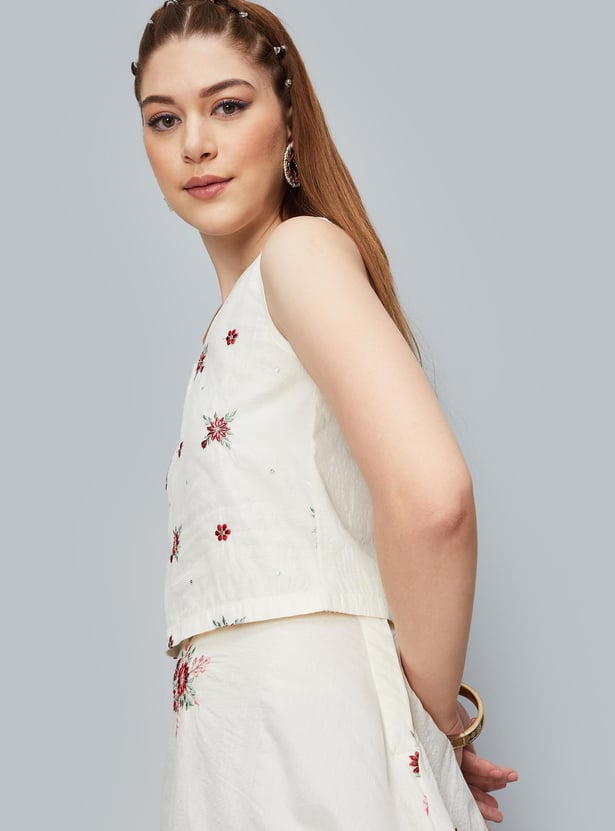 Women Embroidered Crop Top