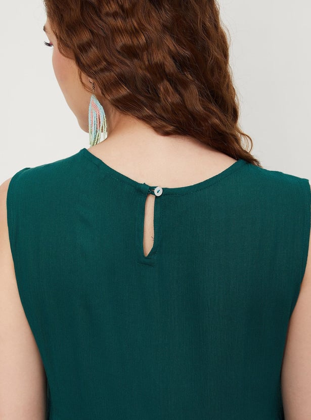 Women Embroidered Yoke Tiered Dress
