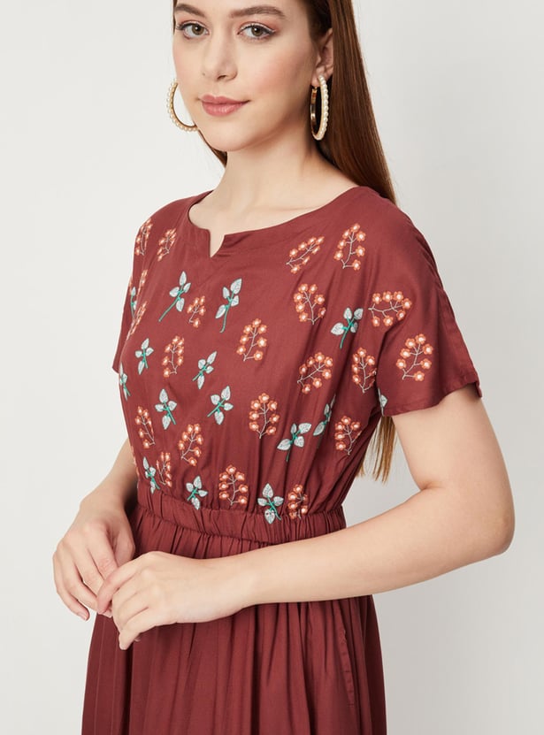 Women Embroidered Midi Dress