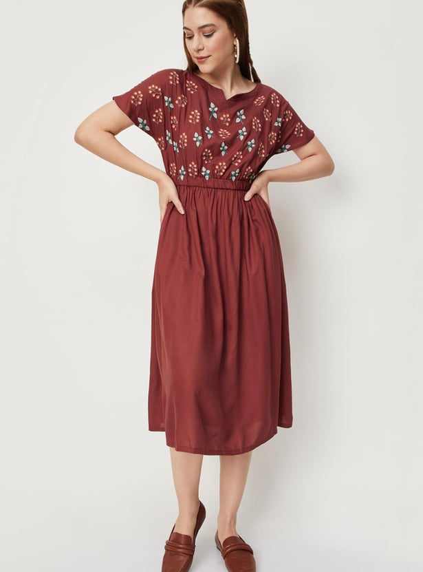 Women Embroidered Midi Dress