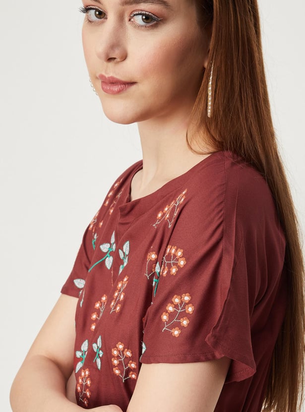 Women Embroidered Midi Dress