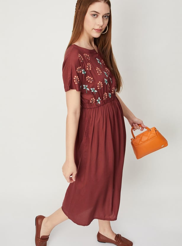 Women Embroidered Midi Dress