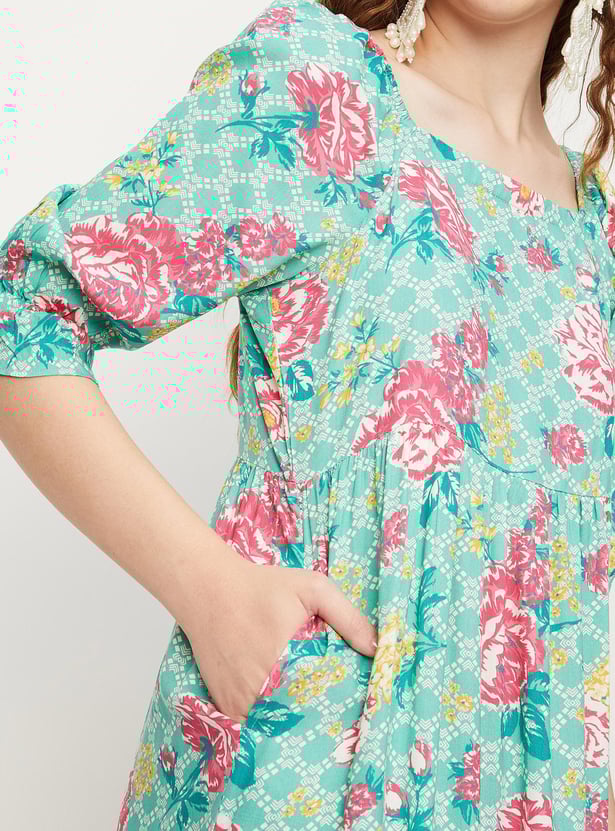 Buy Women Floral Printed Tiered Dress Online at just Rs