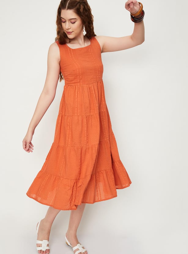 Women Smocked Tiered Midi Dress