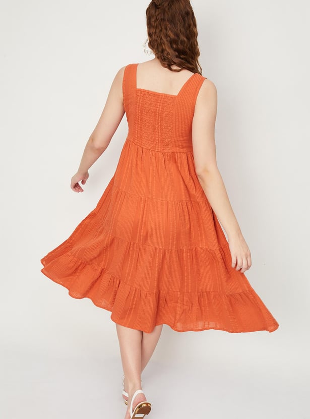 Women Smocked Tiered Midi Dress