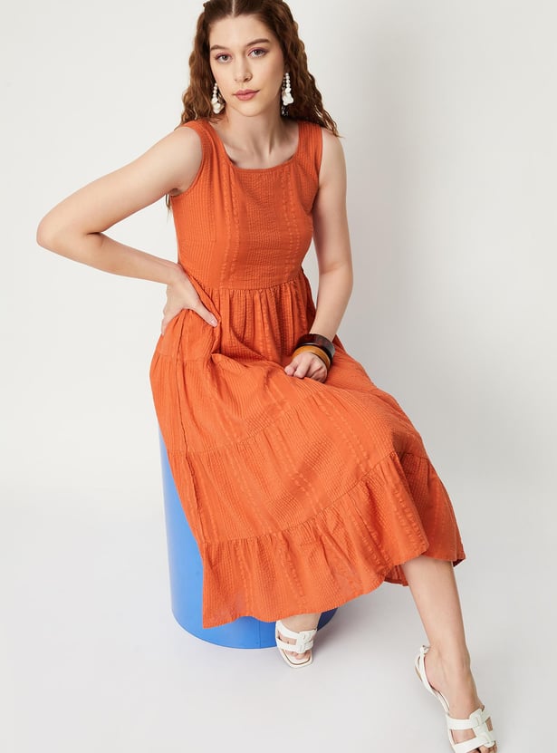 Women Smocked Tiered Midi Dress