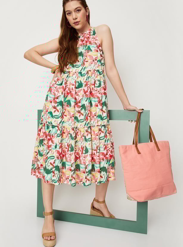 Women Printed Halter Neck Dress