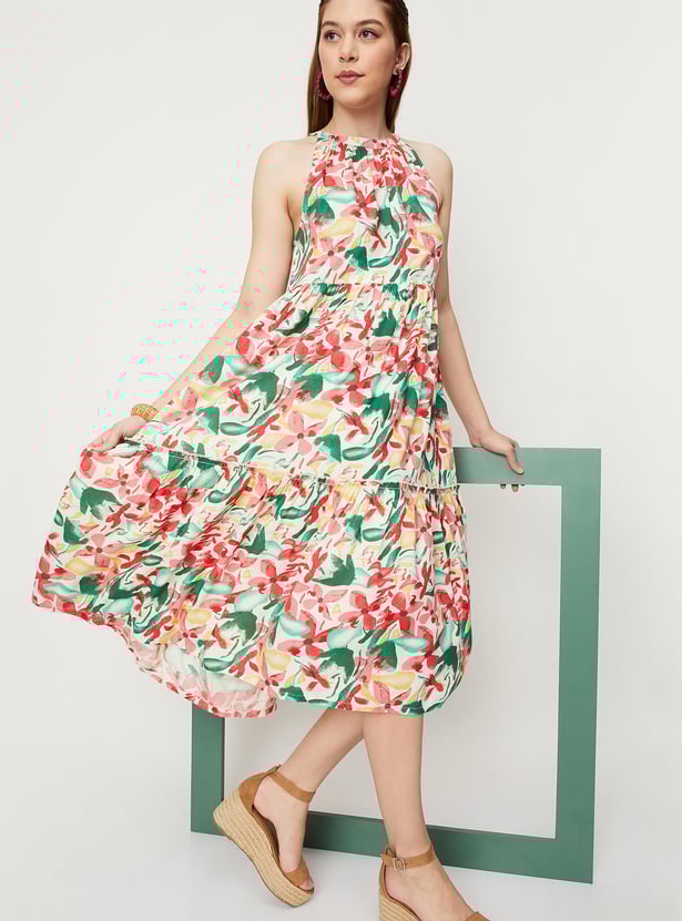 Women Printed Halter Neck Dress