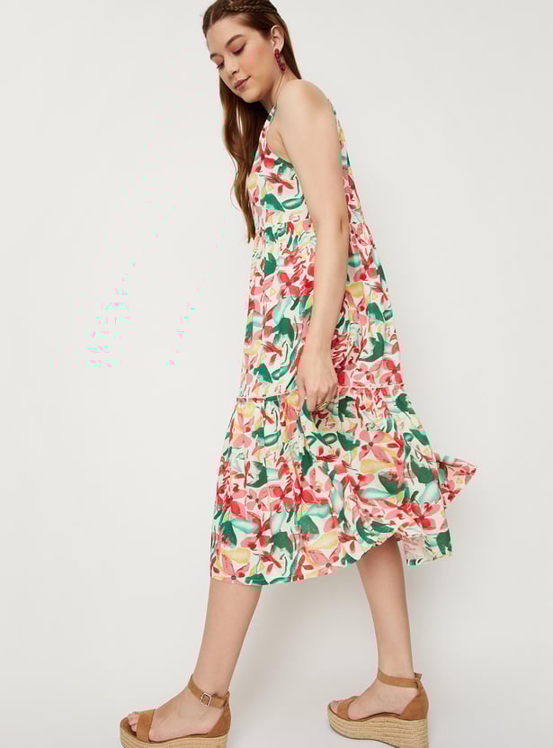 Women Printed Halter Neck Dress