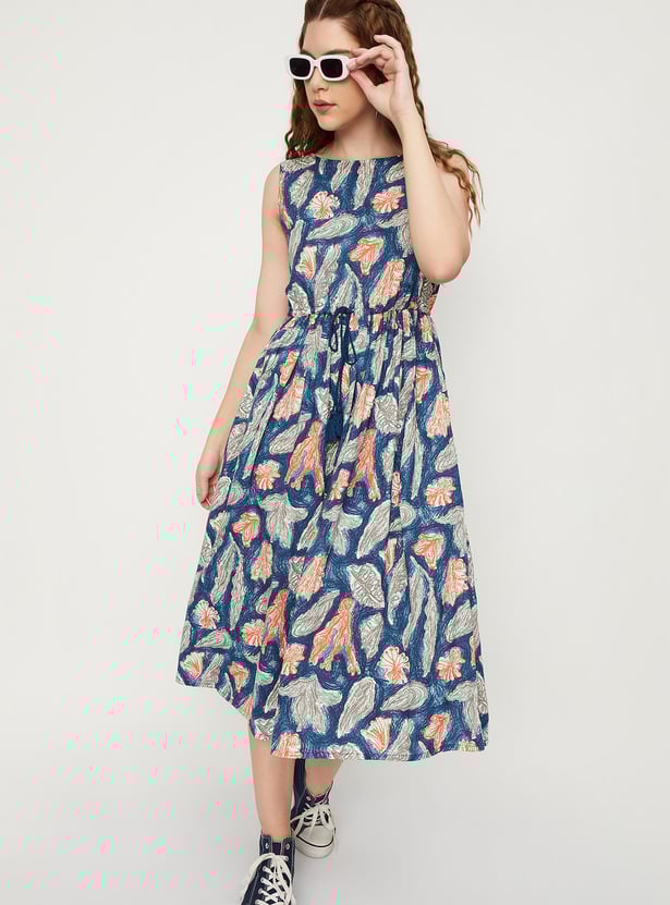Women All-Over Printed Gathered A-line Dress