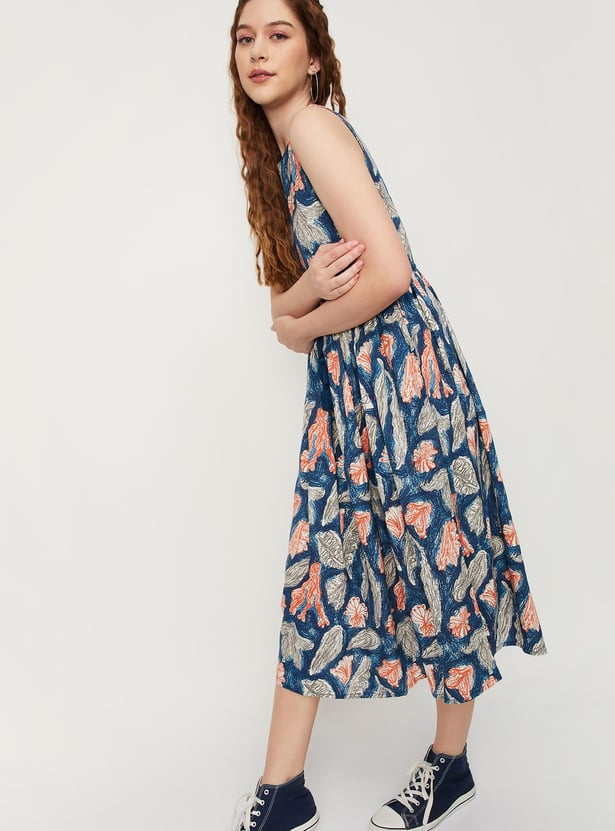 Women All-Over Printed Gathered A-line Dress