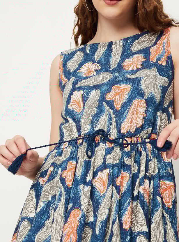 Women All-Over Printed Gathered A-line Dress