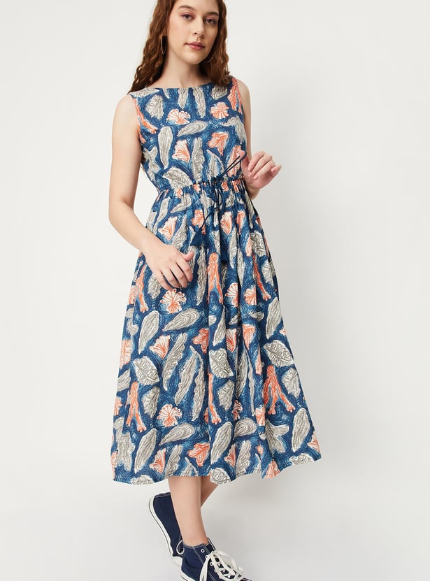 Women All-Over Printed Gathered A-line Dress
