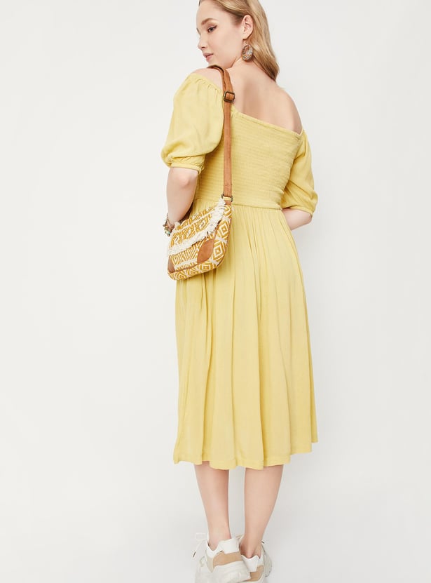 Women Smocked Fit and Flare Dress