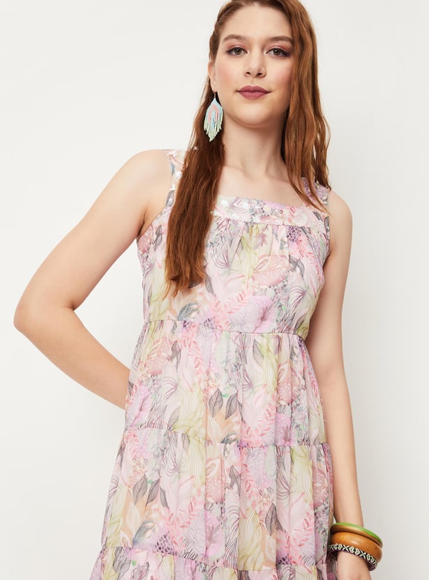 Women Printed Tiered Maxi Dress