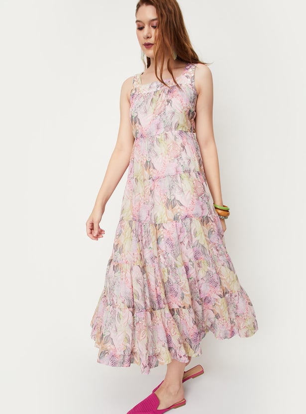 Women Printed Tiered Maxi Dress