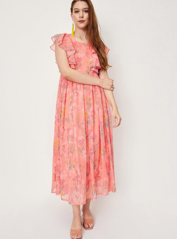 Women Printed Ruffled Maxi Dress