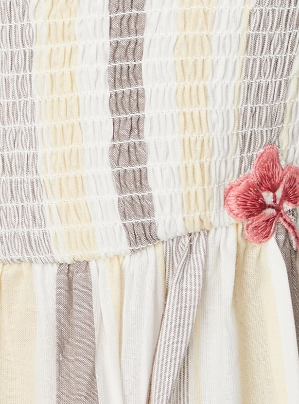 Women Smocked Front Yarn Dyed Dress