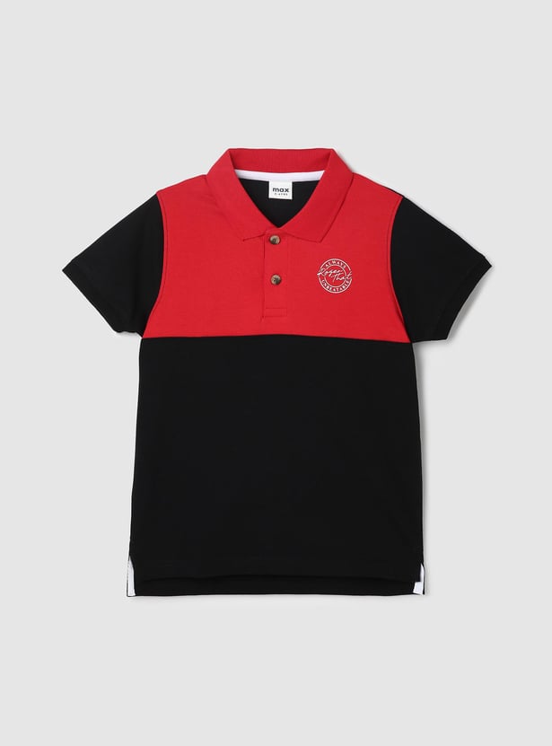 Boys Colourblocked Half Sleeves Polo