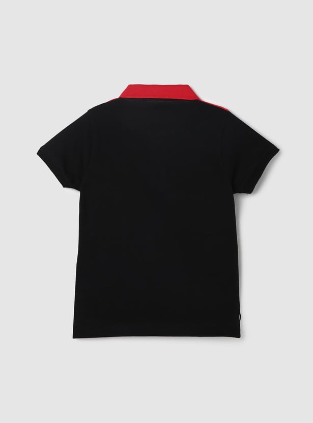 Boys Colourblocked Half Sleeves Polo