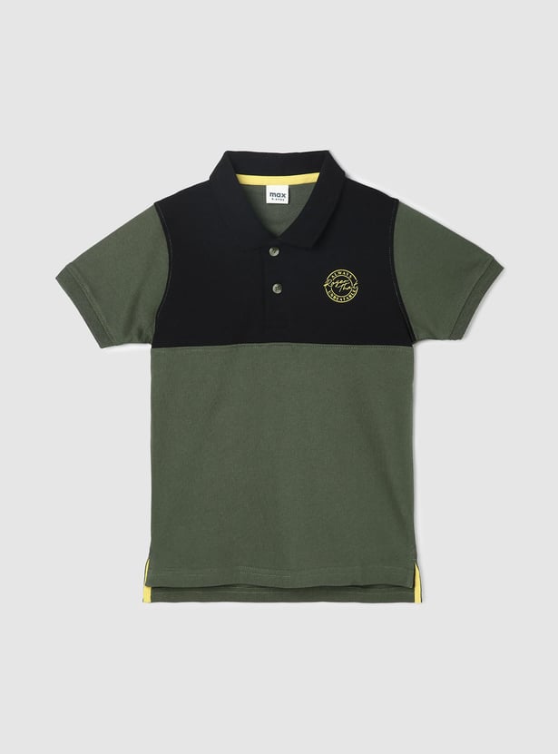 Boys Colourblocked Half Sleeves Polo