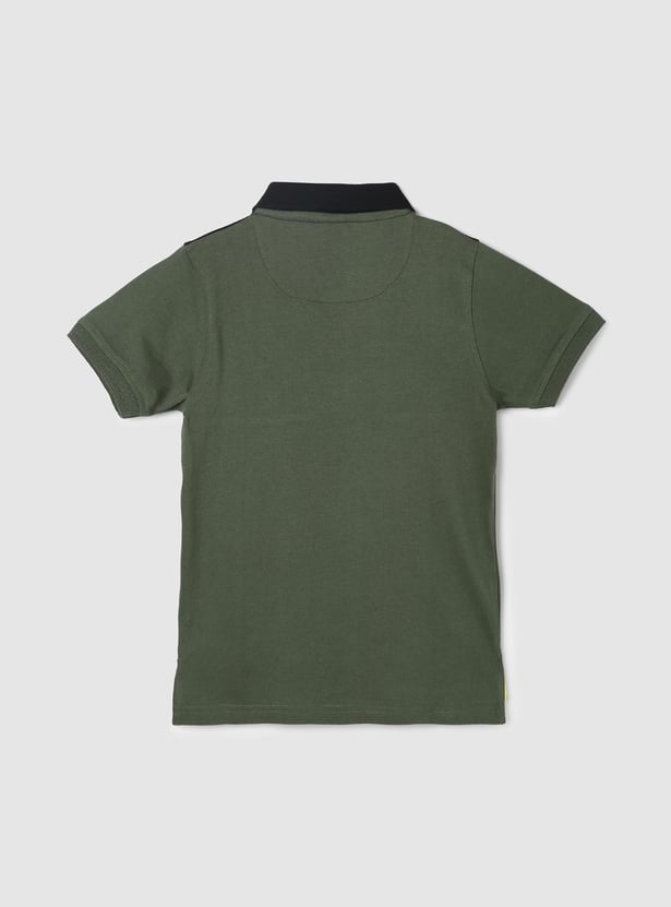 Boys Colourblocked Half Sleeves Polo
