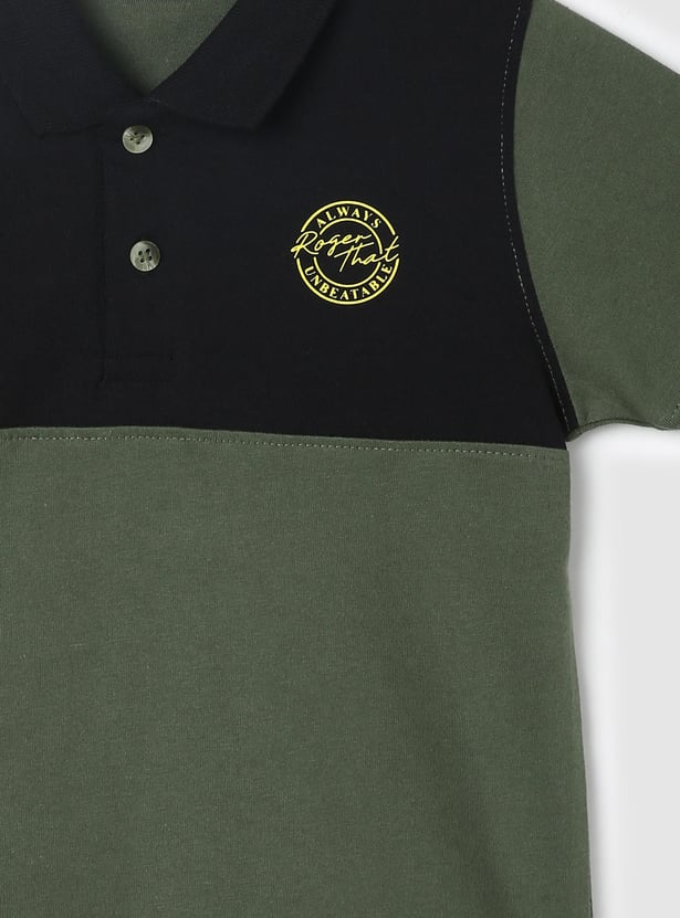 Boys Colourblocked Half Sleeves Polo