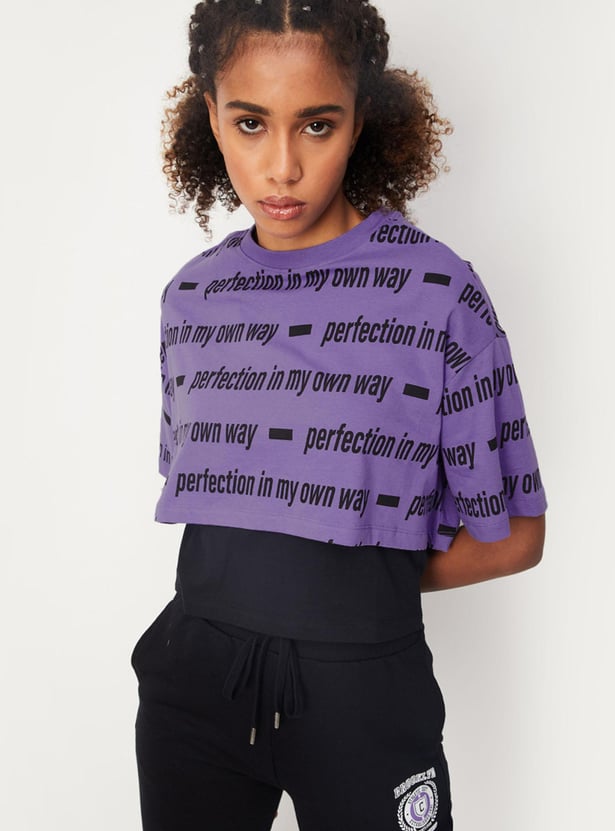 Women Printed Layered Crop T-shirt