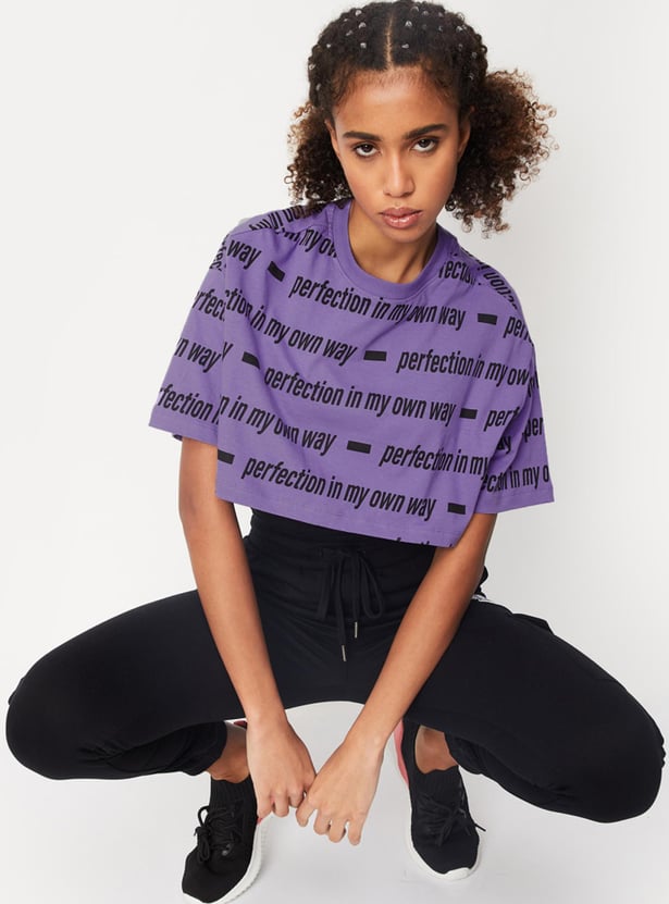 Women Printed Layered Crop T-shirt