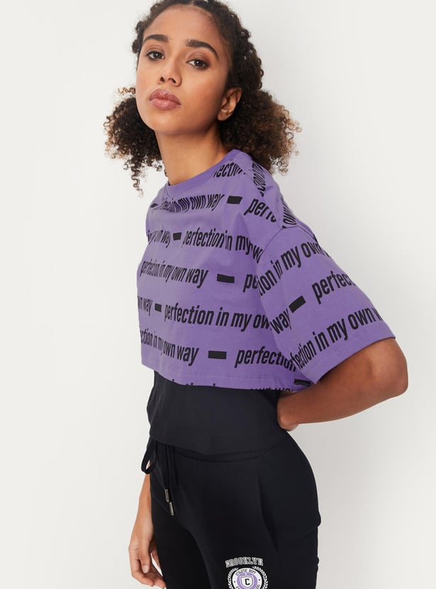 Women Printed Layered Crop T-shirt