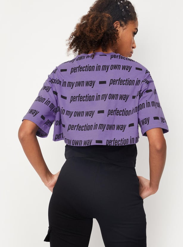 Women Printed Layered Crop T-shirt