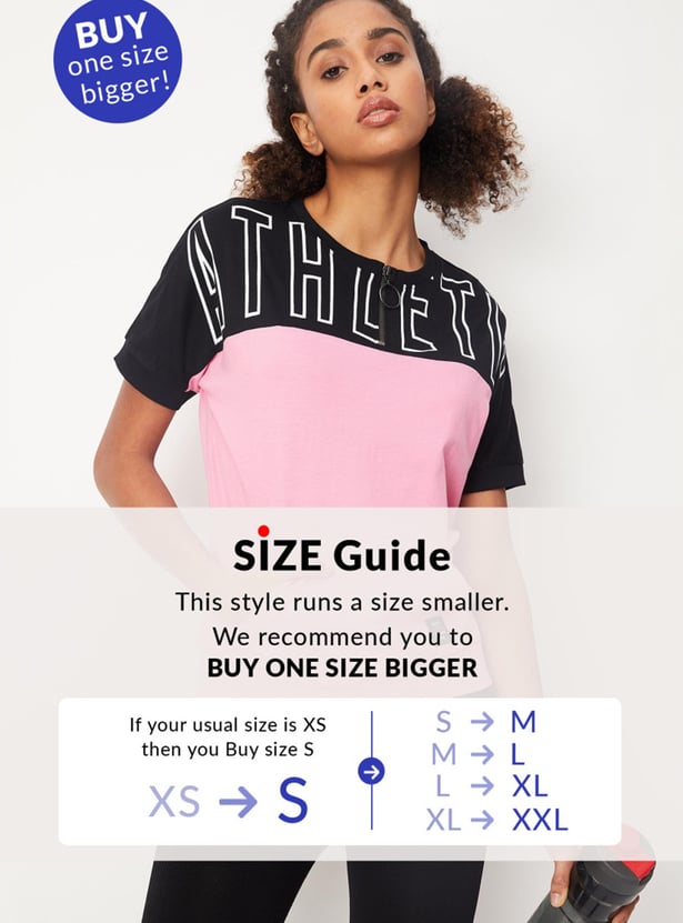 Women Colourblock Zipper T-shirt