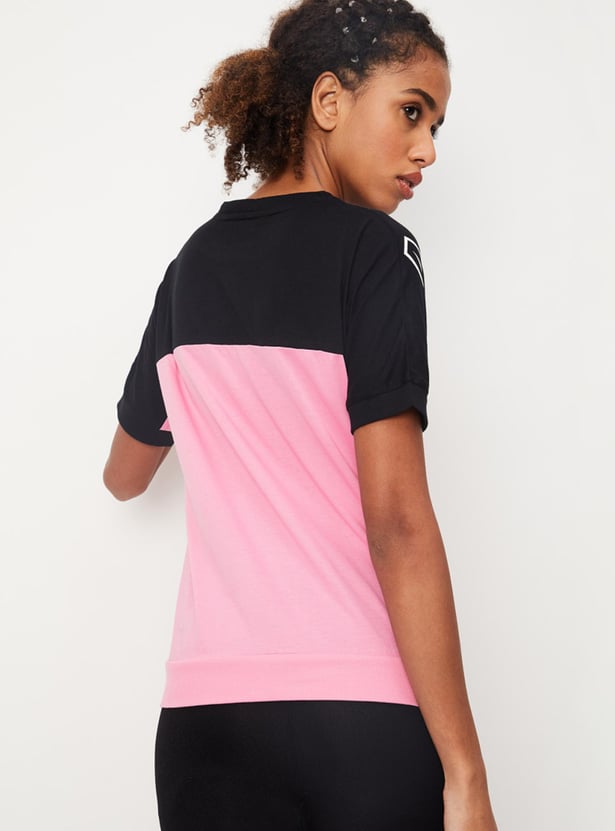 Women Colourblock Zipper T-shirt