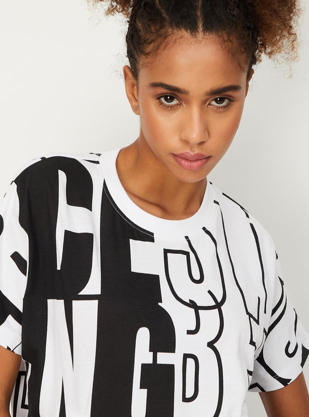 Women Typographic Printed Sports T-shirt