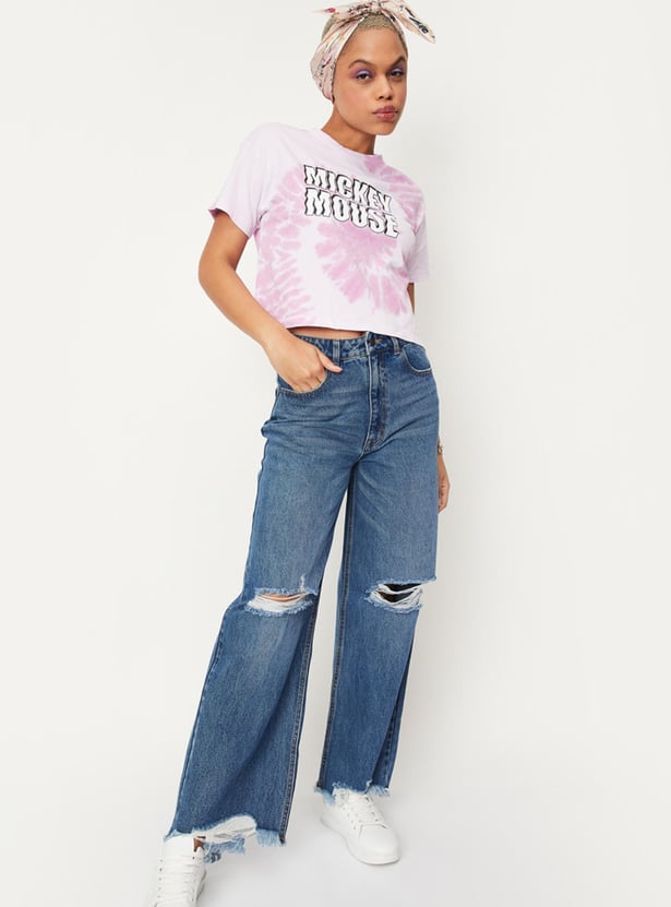 Women Ripped Mom Fit Jeans