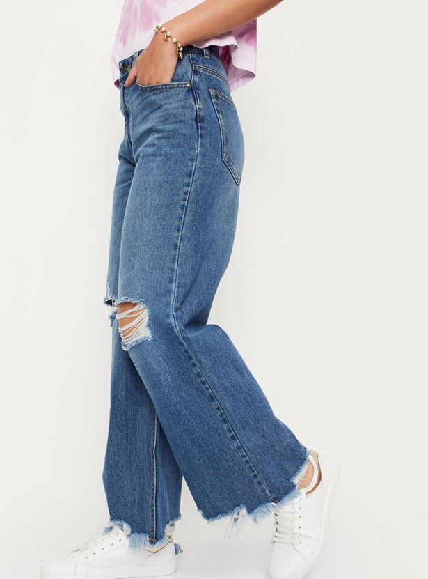 Women Ripped Mom Fit Jeans