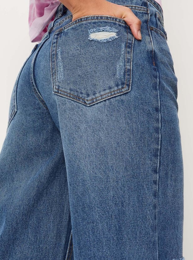 Women Ripped Mom Fit Jeans